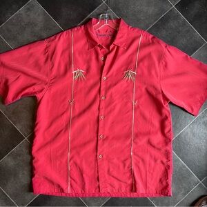 Bamboo Cay Red Casual Button Down Shirt Relaxed Fit Men’s XL